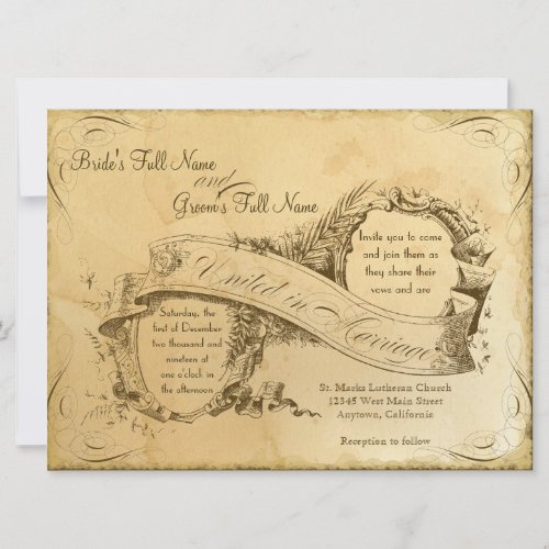 Tea Stained Vintage Wedding 1 _ Invitation Invite