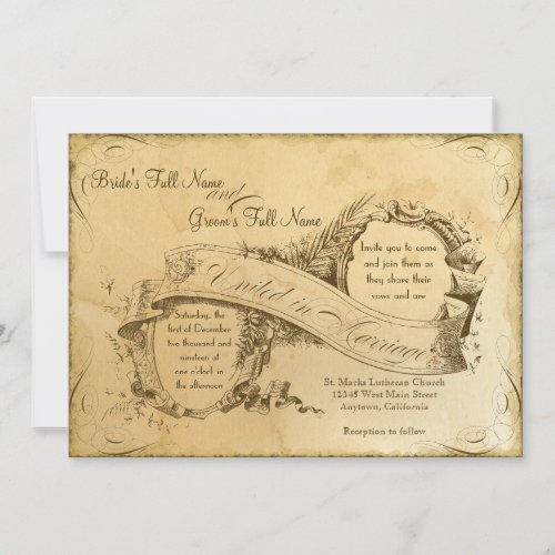 Tea Stained Vintage Wedding 1 _ Invitation Invite