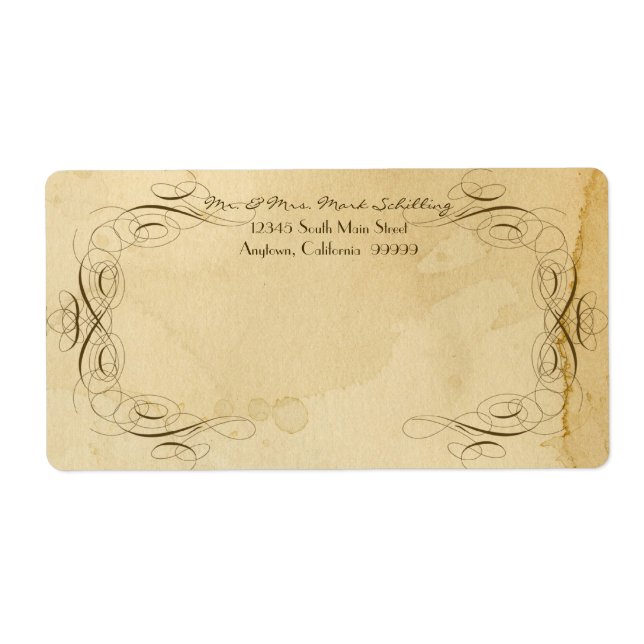 Tea Stained Vintage Wedding 1 - Matching Labels (Front)