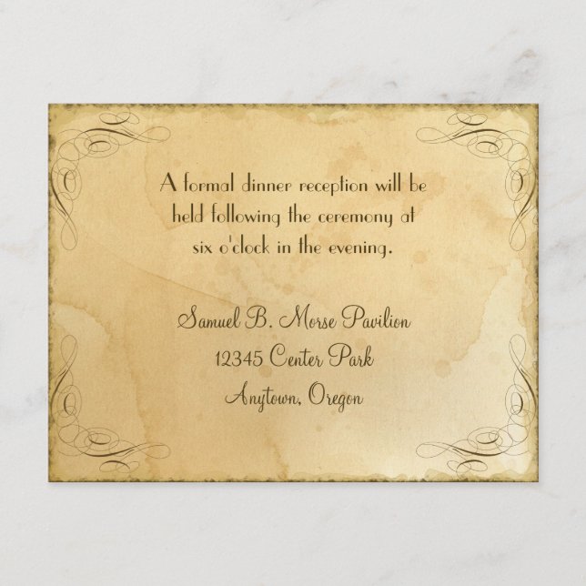 Tea Stained Vintage Wedding 1 - Reception Invite (Front)