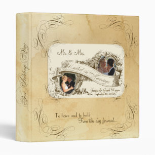 Tea Stained Vintage Wedding 1 - Wedding Photo 3 Ring Binder