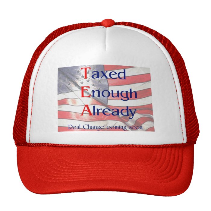 TEA   Taxed Enough Already with US flag background Mesh Hats