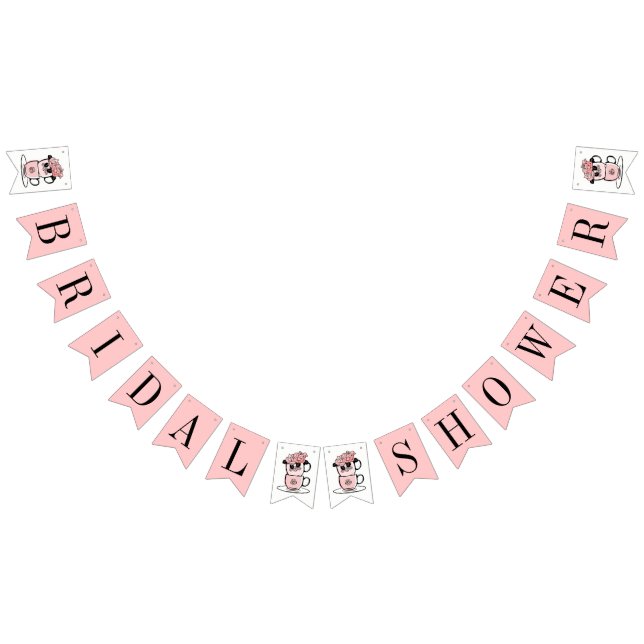 Tea Teacup Flowers Bridal Shower Banner (All)