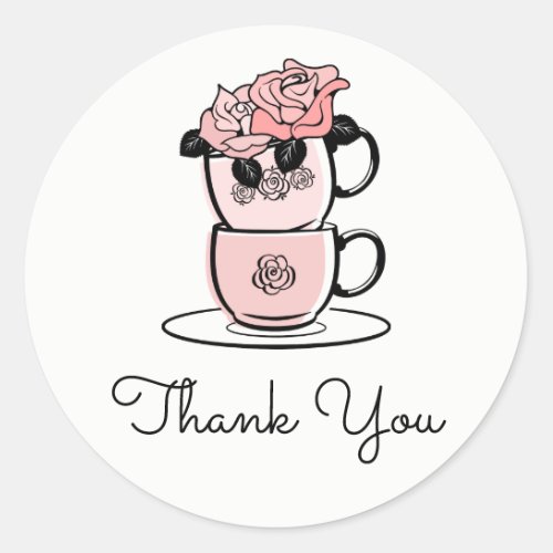 Tea Teacup Thank You Bridal Shower Favor Sticker