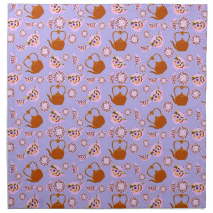 Tea! Teapot Teacup Plate And Teakettle American Mo Cloth Napkin