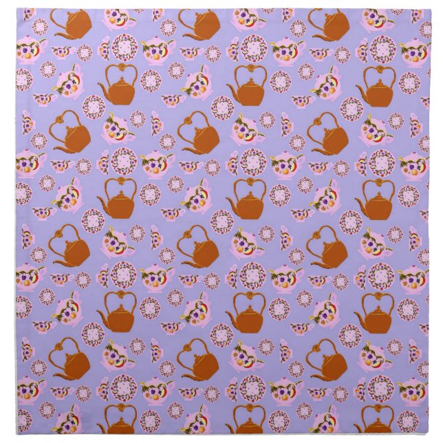 Tea! Teapot Teacup Plate And Teakettle American Mo Cloth Napkin (Front)