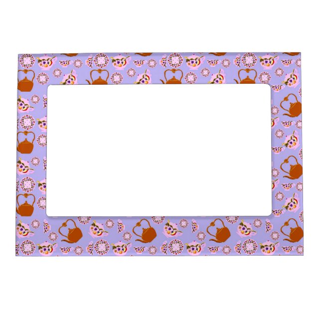 Tea! Teapot, Teacup, Plate, Teakettle Magnetic Fra Frame (Front)