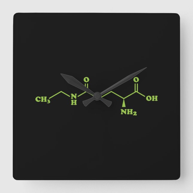 Tea Theanine Molecular Chemical Formula Square Wall Clock (Front)