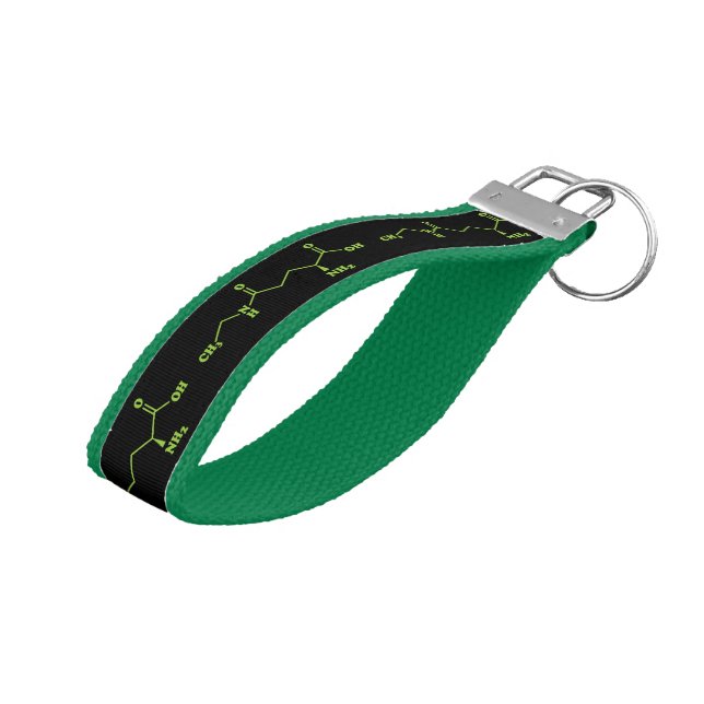 Tea Theanine Molecular Chemical Formula Wrist Keychain (Angled Up)