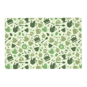 Tea themed green pattern placemat