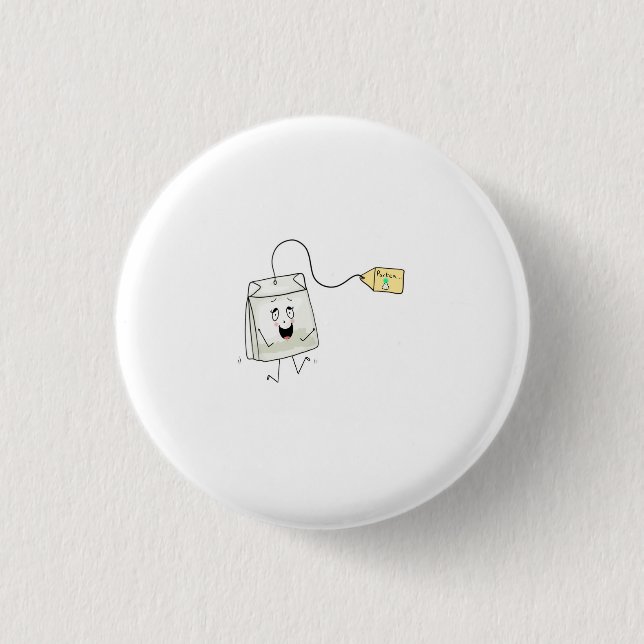 tea themed, tea lover, tea bag button (Front)