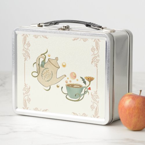 Tea Time Art Graphic Design Metal Lunch Box