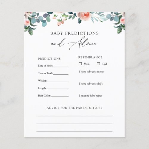 Tea Time Baby Advice and Predictions Card