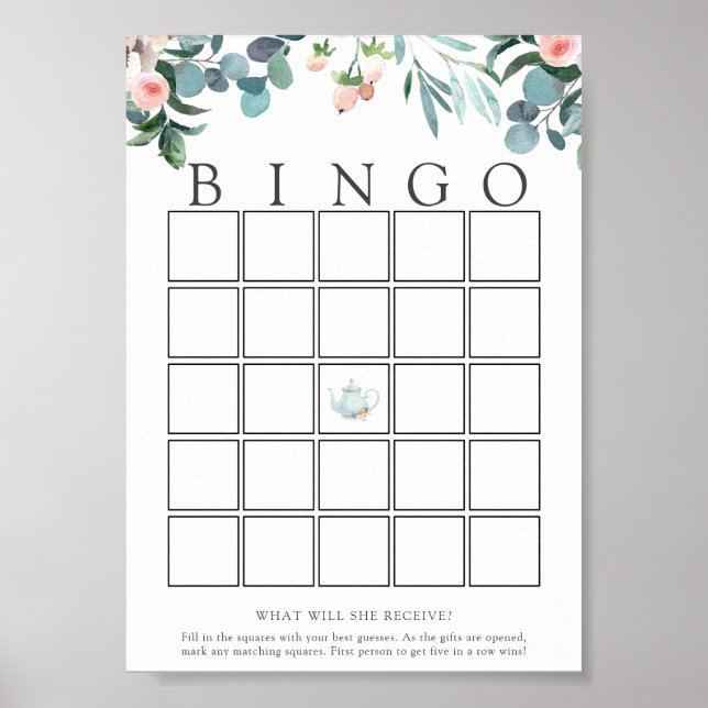 Tea Time Baby Bingo Game Card Poster (Front)