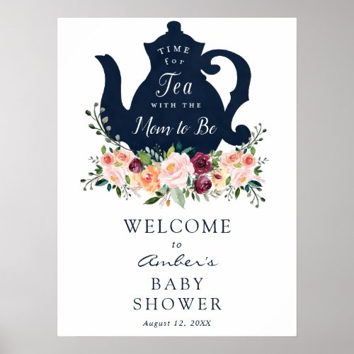 Tea Time Baby Shower Welcome Sign