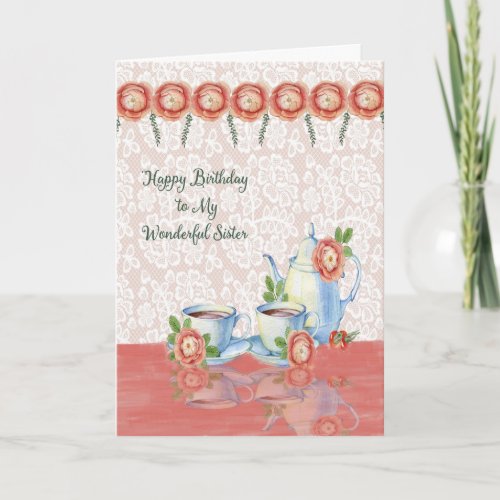 Tea Time Birthday Card for Your Sister