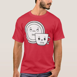 Tea Time black and white cute cup and saucer 1 T-Shirt