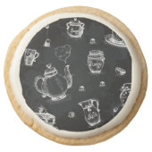 Tea Time Black Round Shortbread Cookie (Front)