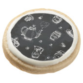 Tea Time Black Round Shortbread Cookie (Angled)
