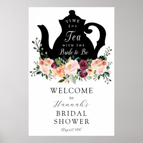 Tea Time Bridal Shower Welcome Sign