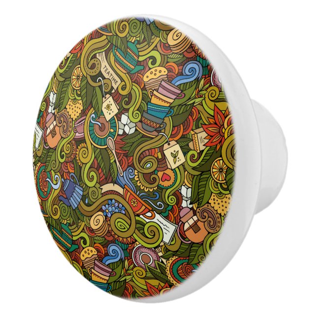 Tea Time Ceramic Drawer Knob (Right)