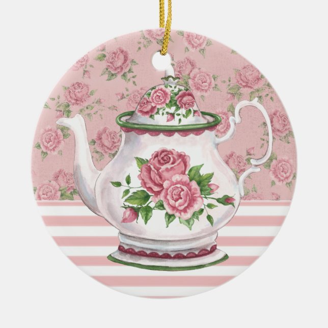 Tea Time Ceramic Ornament (Front)