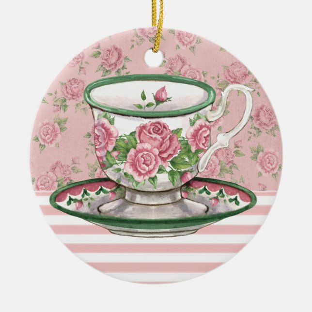 Tea Time Ceramic Ornament (Front)