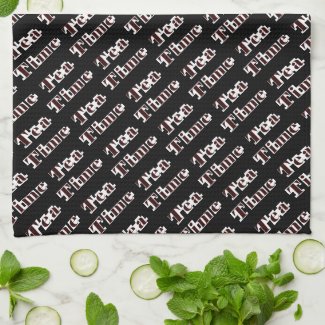 Tea Time Chocolate Brown on Black Kitchen Towel