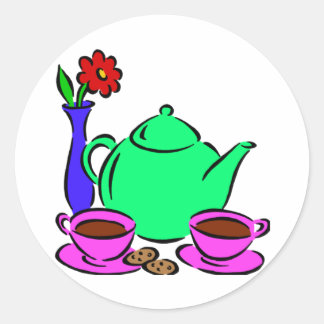 Tea Time Classic Round Sticker