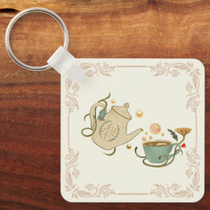 Tea Time, Cozy Vintage Tea Keychain