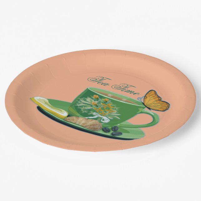 Tea Time Cup & Saucer Paper Plates (Angled)