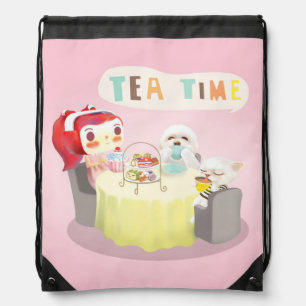 Tea Time Drawstring Bag