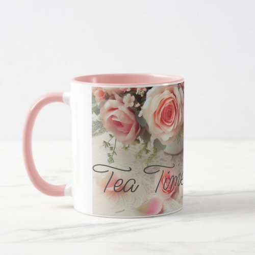 Tea Time Elegant Pastel Pink Roses  Mug