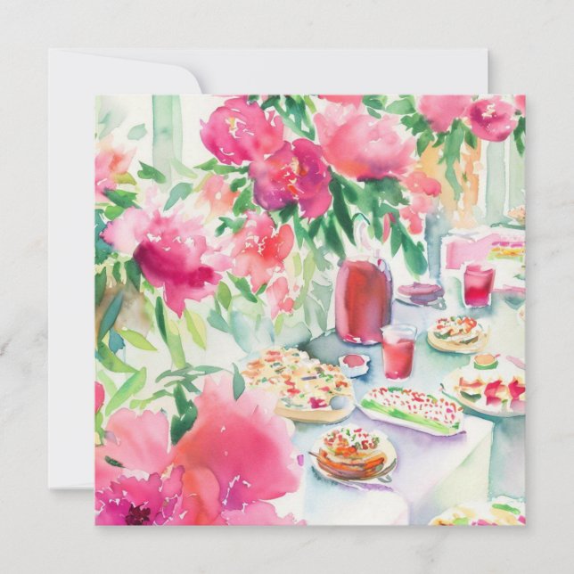 Tea Time Extravaganza: Tea Garden, A Baby Shower Invitation (Front)