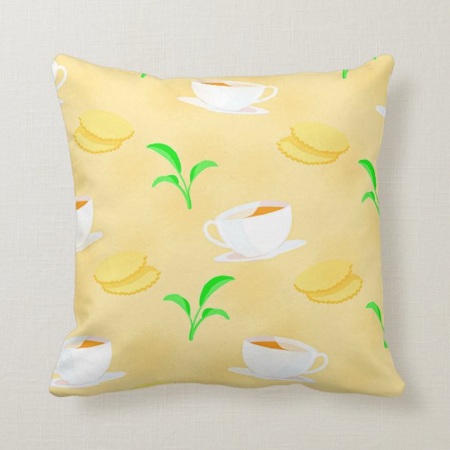 18x18 Multicolor Cuppa Tea Funny Tea Design Easily Distracted by A Cuppa Throw Pillow