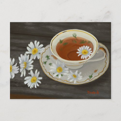 Tea Time Flowers Postcard