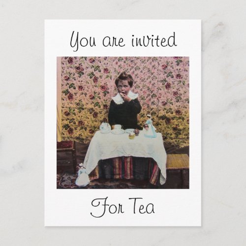 Tea Time for One Vintage Victorian Little Boy Invitation Postcard