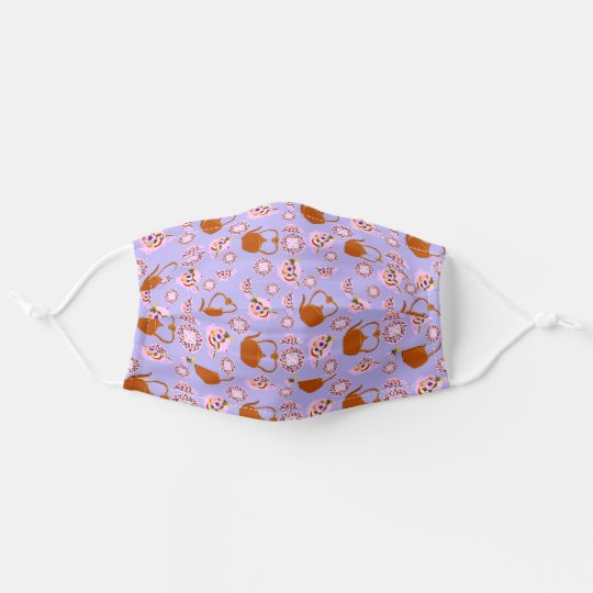Tea Time Fruit Leaves Pink Teapot Teacup Kettle Cloth Face ...