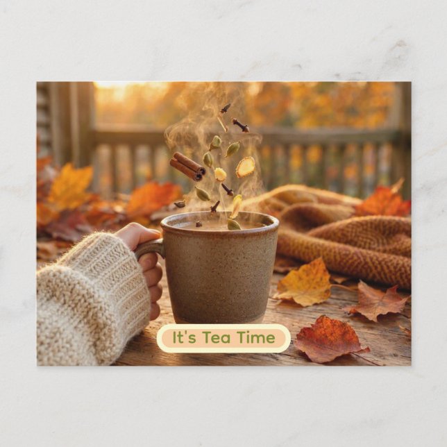 Tea Time Invite • Cozy Fall Chai Social (Front)