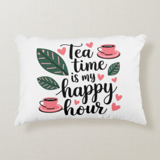 Tea Time Is My Happy Hour – Cozy Double Pillow