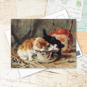 Tea Time Kittens Henriette Ronner-knip Postcard by mangomoonstudio at Zazzle