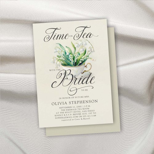 Tea Time Lily of Valley Elegant Chic Bridal Shower Invitation