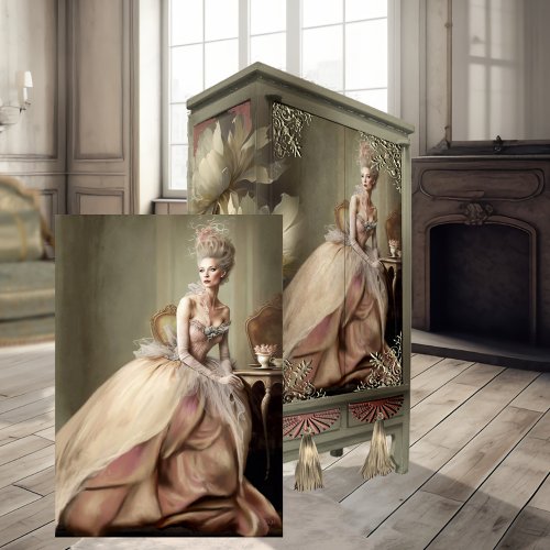 Tea Time Mary Antoinette Style Portrait Art Tissue Paper