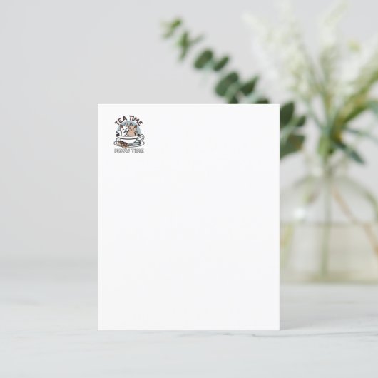 Tea Time Meow Time - Cute Cat and Tea Design (Standing Front)