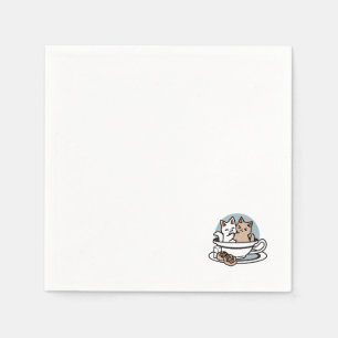 Tea Time Meow Time - Cute Cat and Tea Design Napkins