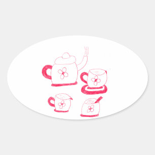 Tea Time Oval Sticker