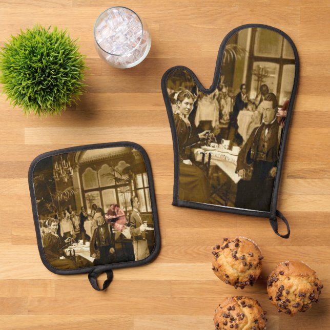 Tea Time Oven Mitt & Pot Holder Set (Top Down)