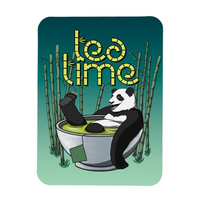 Tea Time Panda Magnet (Vertical)