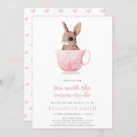 Tea Time Party Cute Bunny Pink Girl Baby Shower
