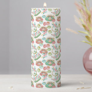 Tea Time Pattern Pillar Candle